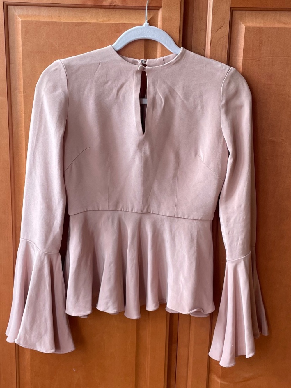 Juan Carlos Obando 100% Silk Peplum Blouse - Blush - Size 1 - READ